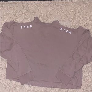 Mauve cold shoulder cropped sweatshirt